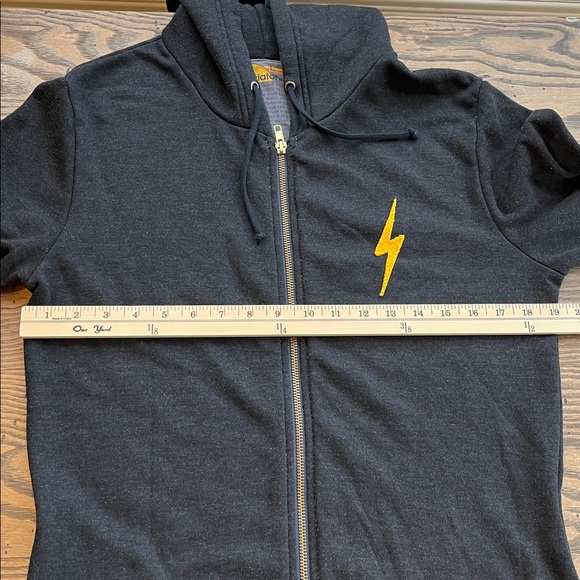 Aviator Nation charcoal grey zip front  Hoodie with lightening rainbow size L - Picture 10 of 11